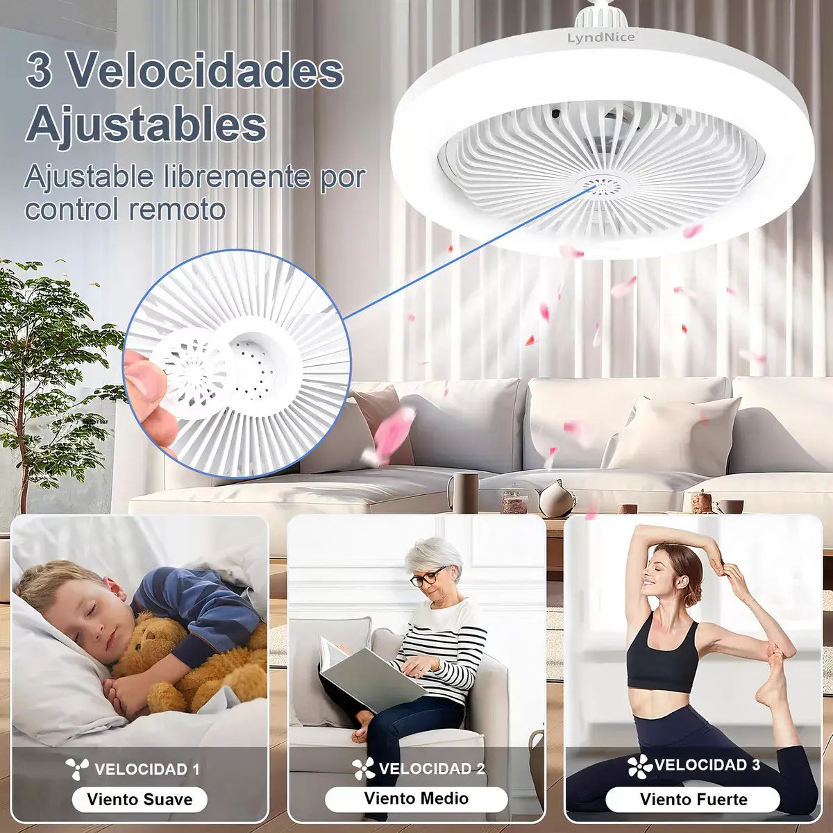Lampara Ventilador Control 3 En 1