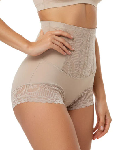 Bragas de encaje de talle alto con control de abdomen y efecto levanta glúteos para mujer (paquete de 4)