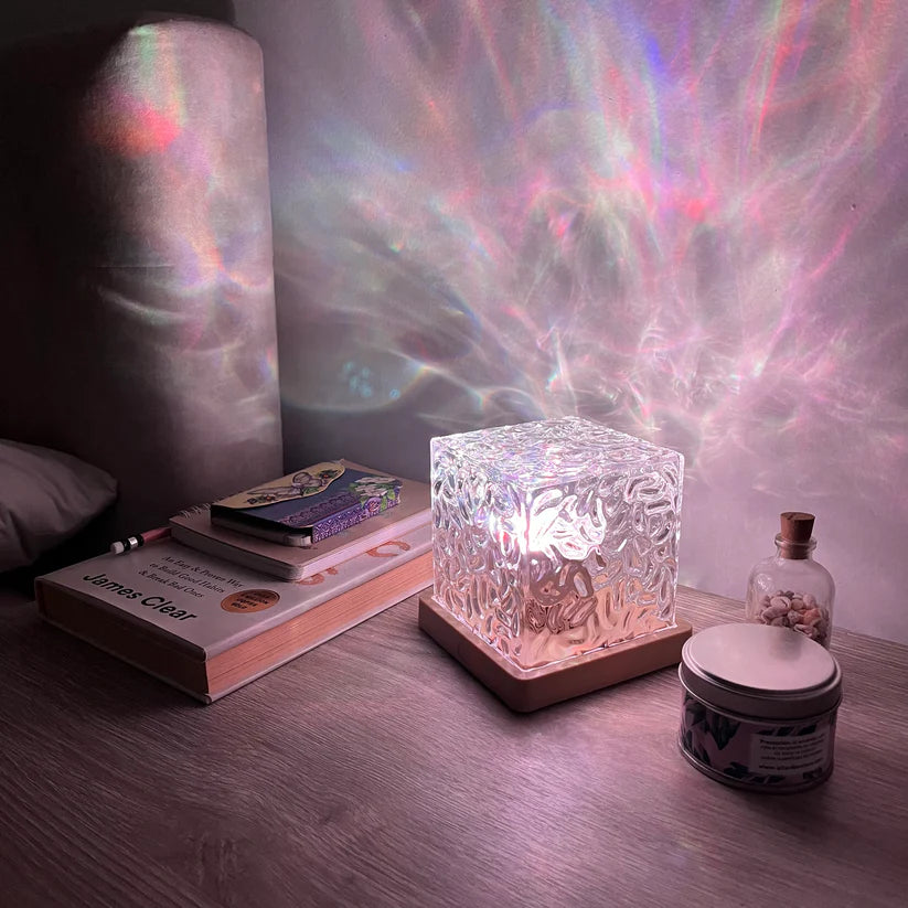 Lámpara de Cristal con Efecto Aurora / Ondas de Agua