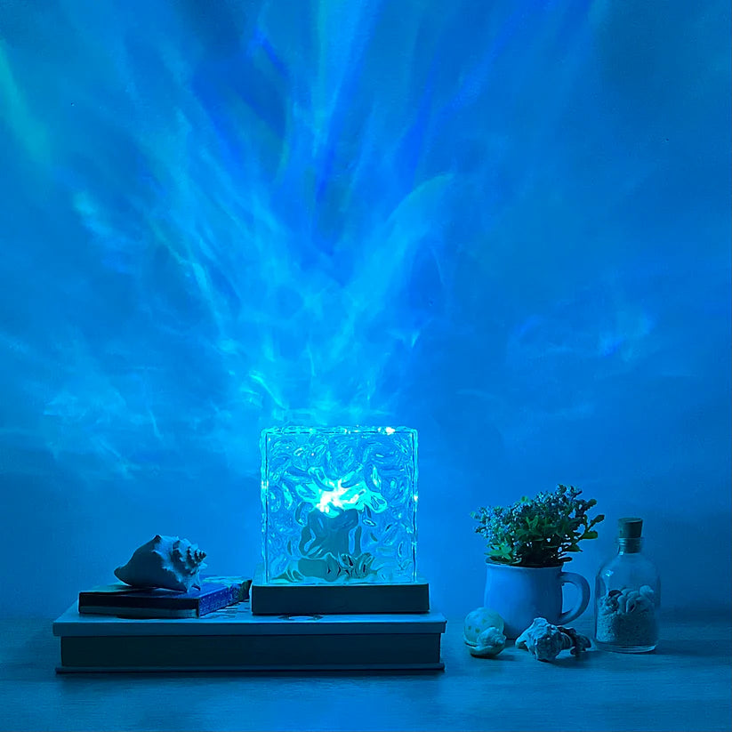 Lámpara de Cristal con Efecto Aurora / Ondas de Agua