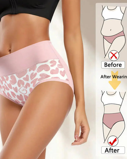 Bragas de mujer de algodón suave y elástico con estampado de corazones (paquete de 4)